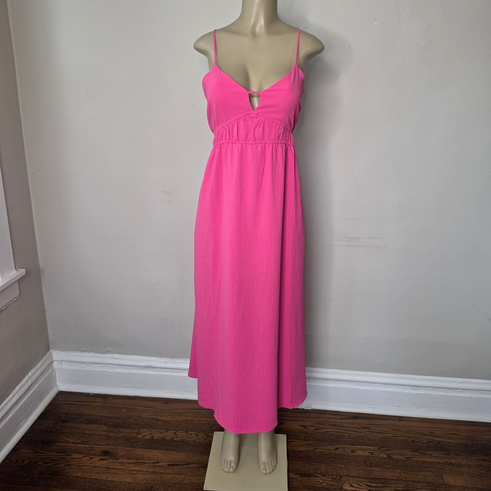 A New Day Dress Womens XL Pink Maxi Spaghetti Strap V-Neck Empire Waist K8M394